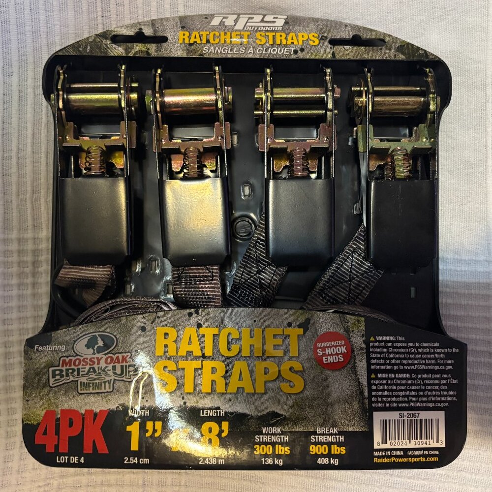 Mossy Oak Infinity Series Camo Ratchet Straps 1" x 8' (4 pack)
